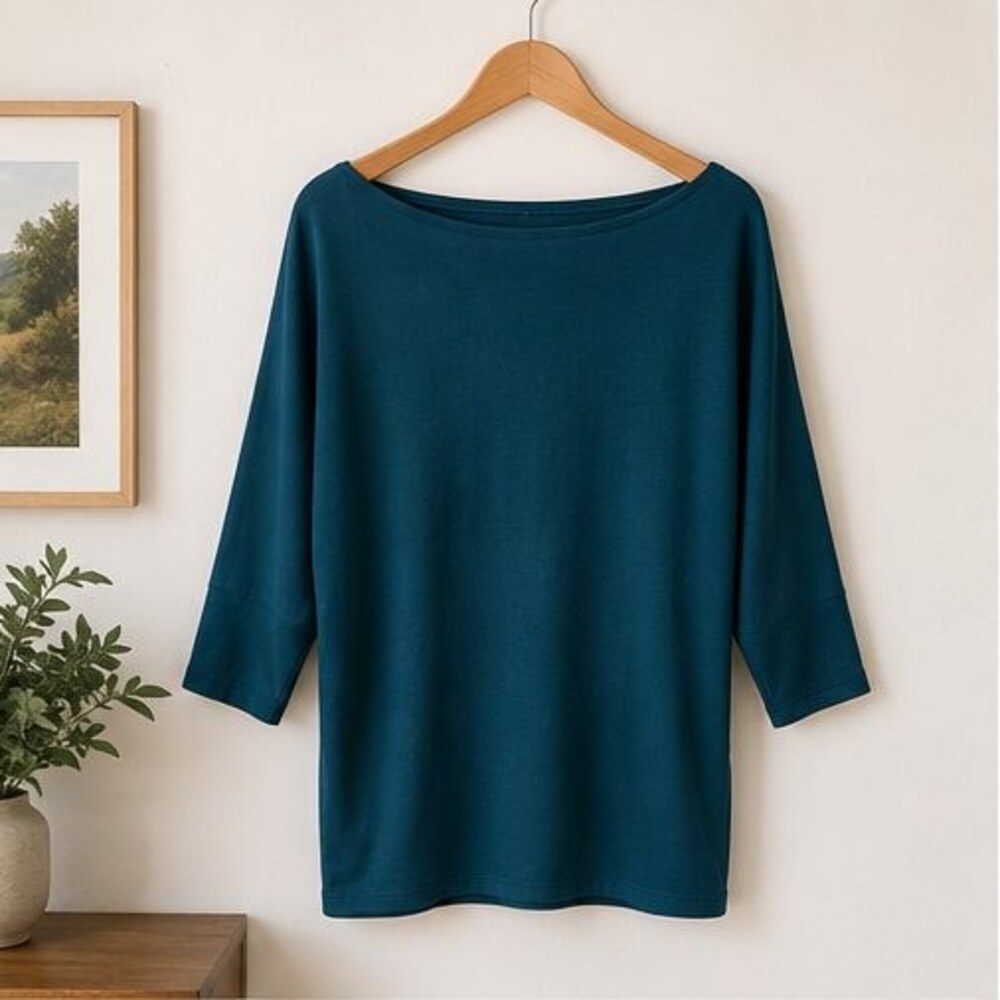 Teal Boat Neck Dolman Top